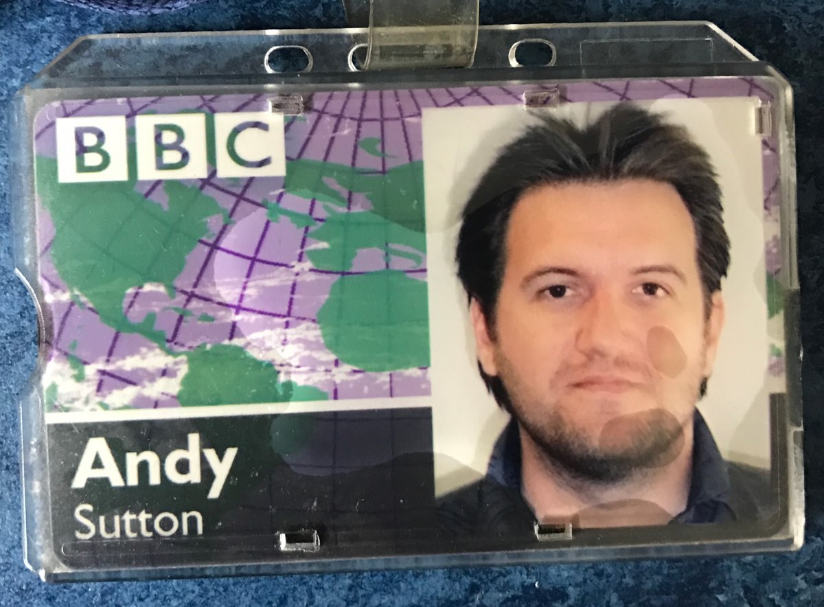 Andy's old BBC staff pass, with a younger Andy in the photo